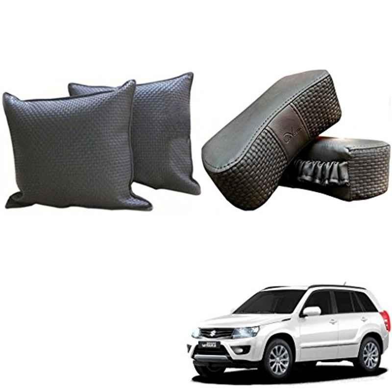 Kozdiko One Pair Grey Neck Rest & One Pair Cushion Combo for Maruti Suzuki Gr& Vitara