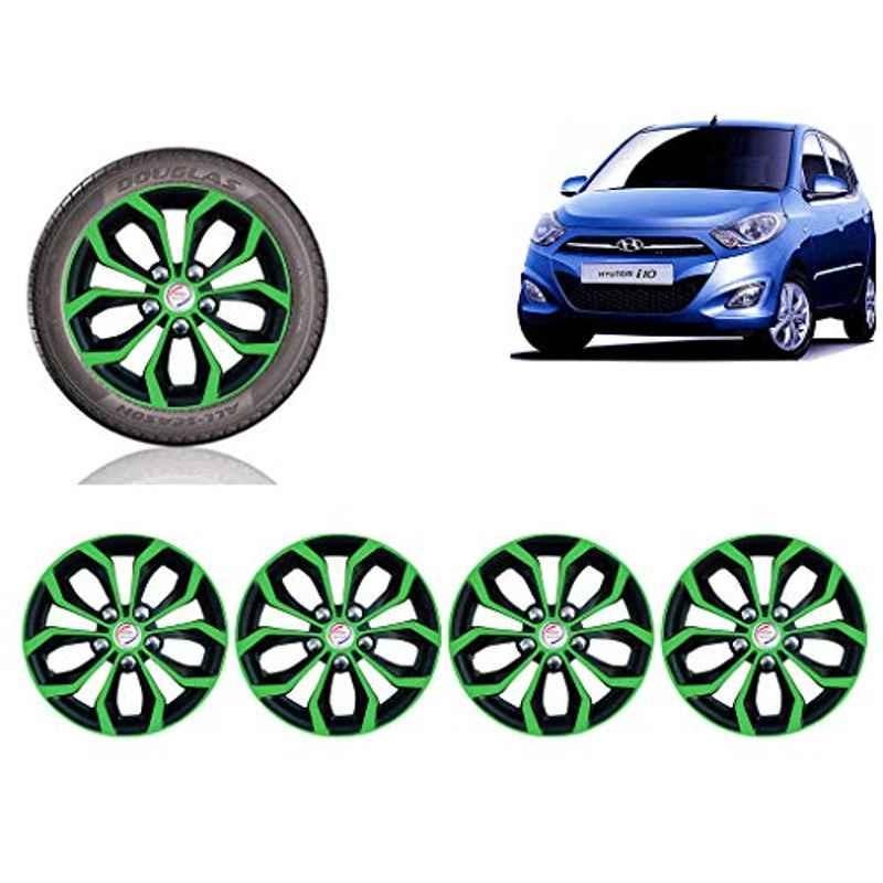 Auto Pearl 4 Pcs 13 inch ABS Green & Black Car Wheel Cover Set for Hyundai i10 Type2