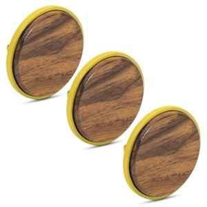 Plantex Knobs for Drawer/Round Drawer Knobs/Knobs for Cabinets/Pull-Push Knobs for Kitchen/Bedroom Drawer (Pack of 3) Big, Gold & Wood