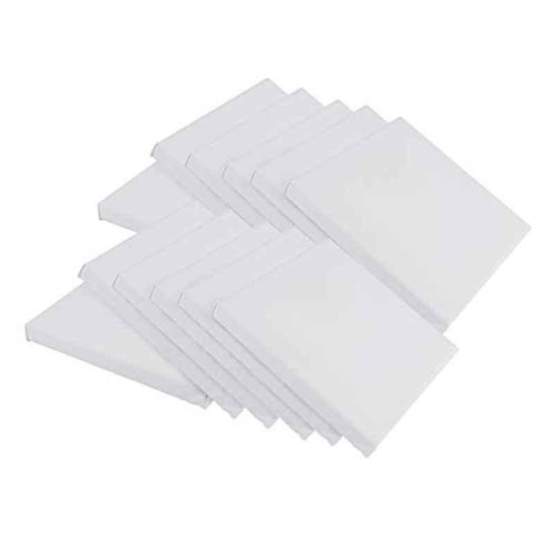 6x6 inch Wooden White Mini Stretched Canvas Board (Pack of 12)