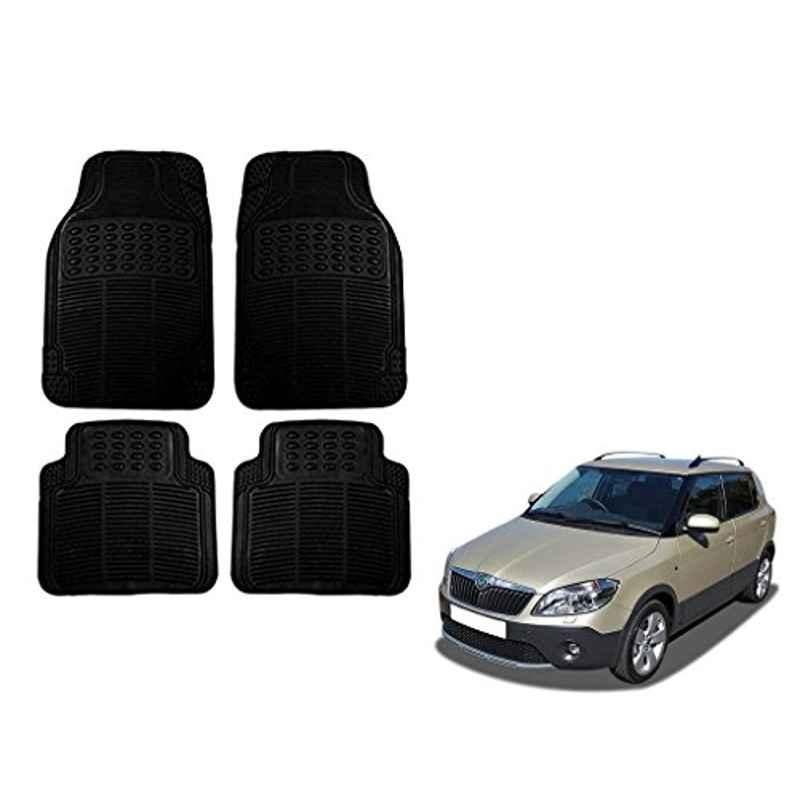 Kozdiko 4 Pcs Black Rubber Car Mat Set for Skoda Fabia