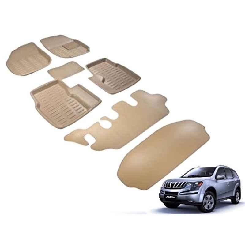 Kozdiko 7 Pcs 4D Beige Car Foot Mat Set for Mahindra XUV 500, koz_42803