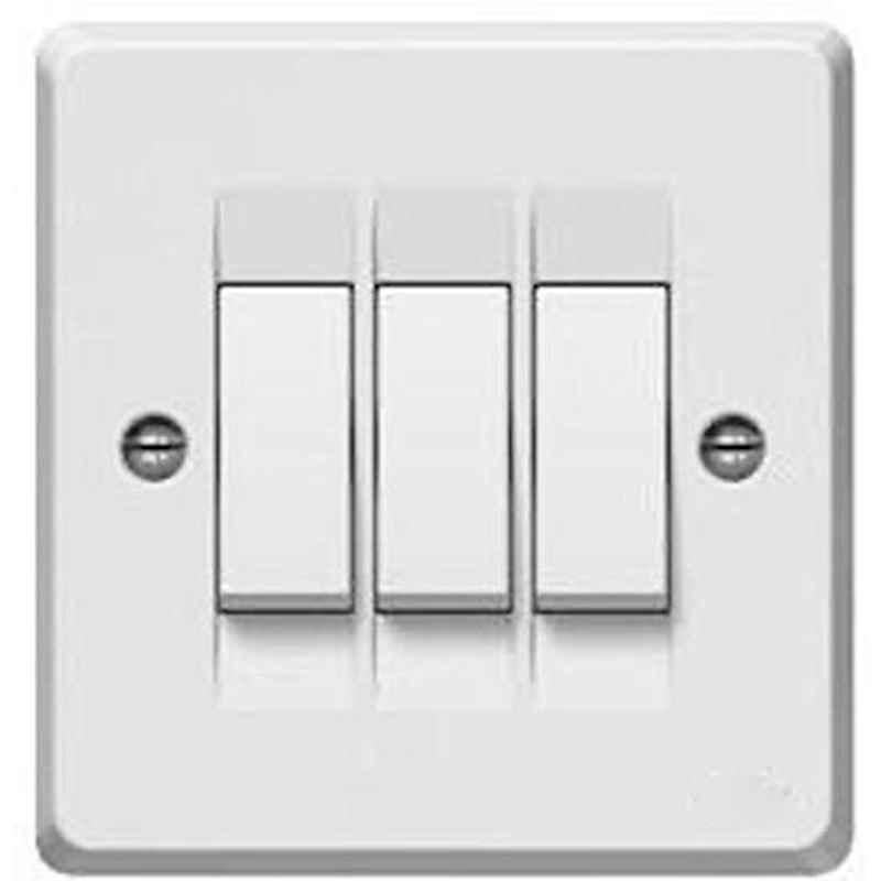 Tenby 10A 1 Way 3 Gang Switch, 7731