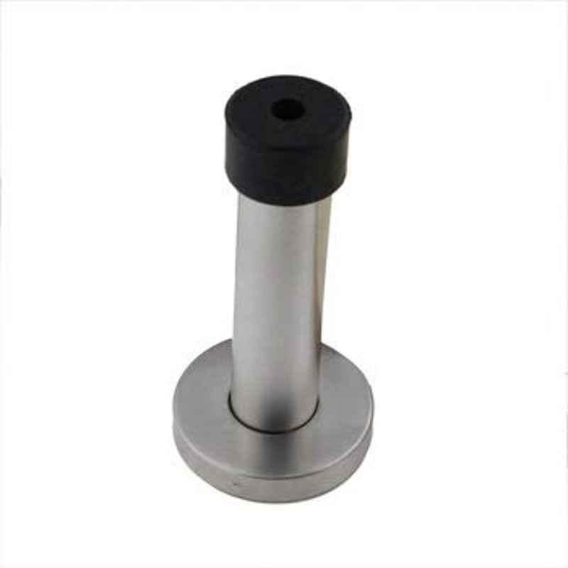 Dorfit 75mm Stainless Steel Satin Finish Cylindrical Door Stopper with Black Rubber, DTDS016