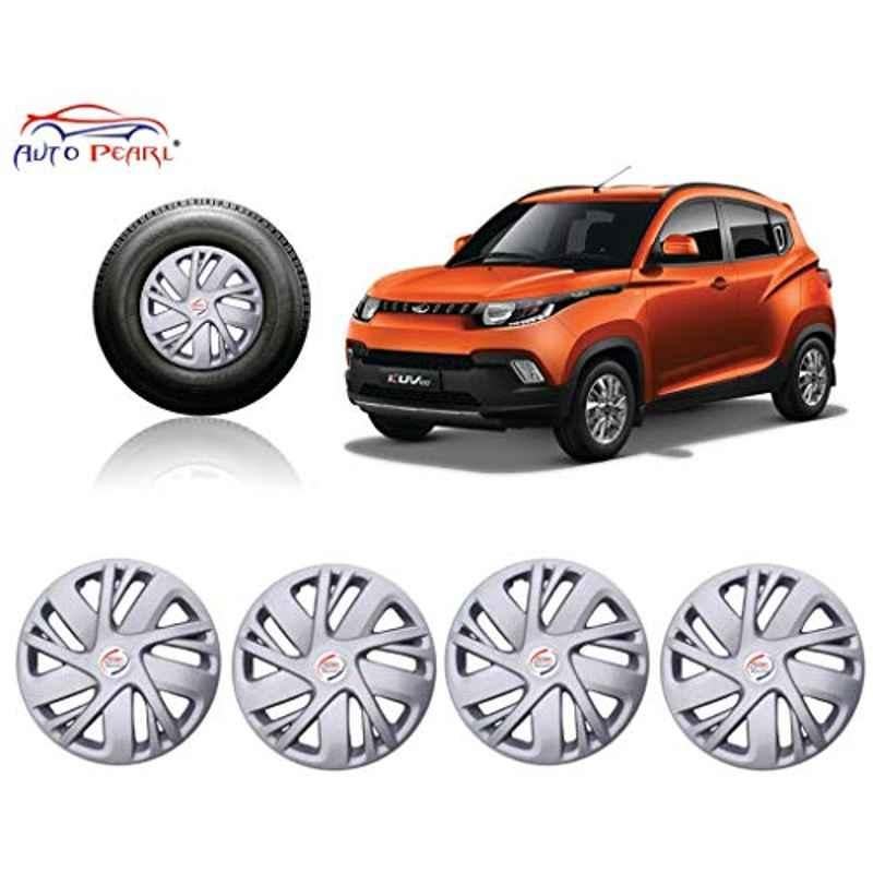 Auto Pearl 4 Pcs 14 inch Silver Car Wheel Cover Set for Mahindra KUV-100