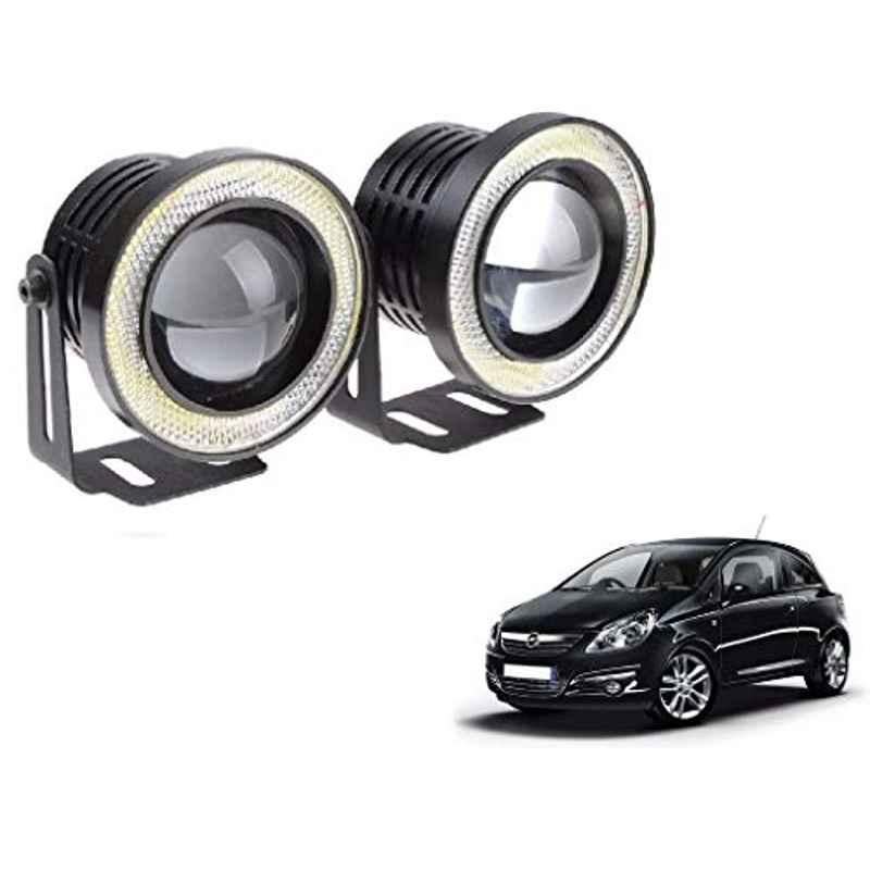 Kozdiko 2 Pcs 15W 3.5 inch High Power White LED Projector COB Fog Light Set with White Angel Eye Ring for Opel Corsa, koz_72651