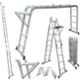 Champion 15.42ft Aluminium Silver Multipurpose Combination Ladder with Top Plates & Working Shelf