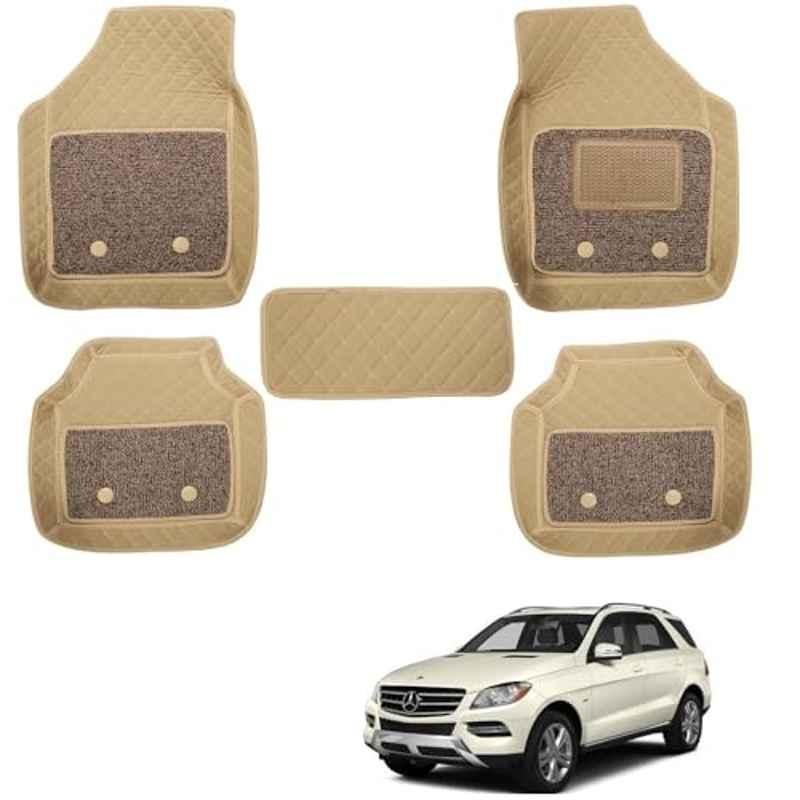 Kozdiko 5 Pcs Waterproof & Luxury 7D Beige Leatherette Car Floor Mats Set for Mercedes Benz GLC-Class