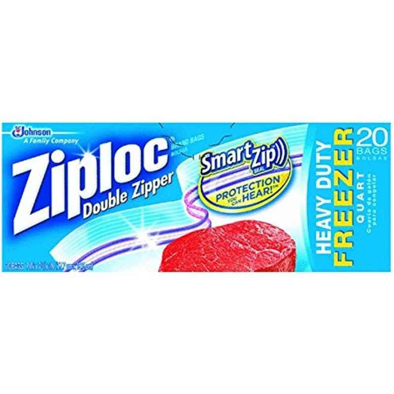 Ziploc 20Pcs 1 Quart Plastic Clear Heavy Duty Zipper Bag, 00388