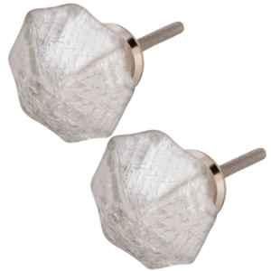 Atom GK003 Silver Crystal Glass Cabinet Door knob (Pack of 2)