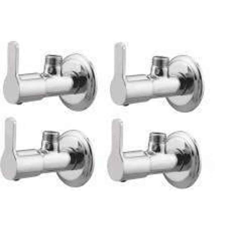 Acrome Flora Stainless Steel Chrome Finish Angle Valve with Wall Flange (Pack of 4)