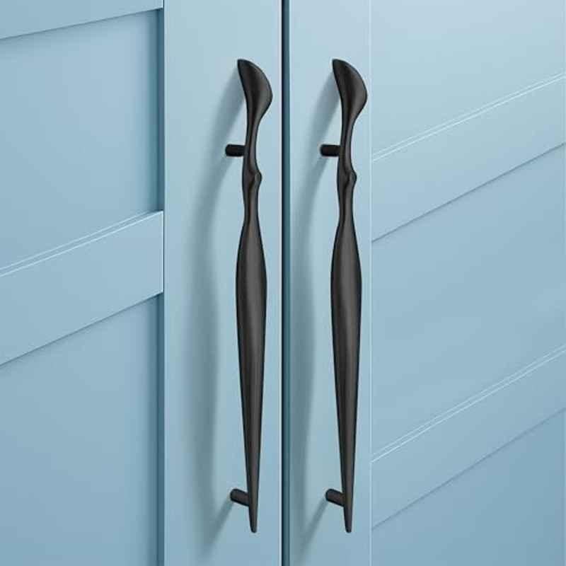 Plantex 224mm Zinc Black Matte Finish Pull Cabinet Handle for Home & Office, APS-DTC-9136-BLK-224MM-PK-2 (Pack of 2)