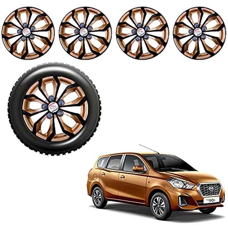 Auto Pearl 4 Pcs 13 inch ABS Golden & Black Car Wheel Cover Set for Datsun Go Plus