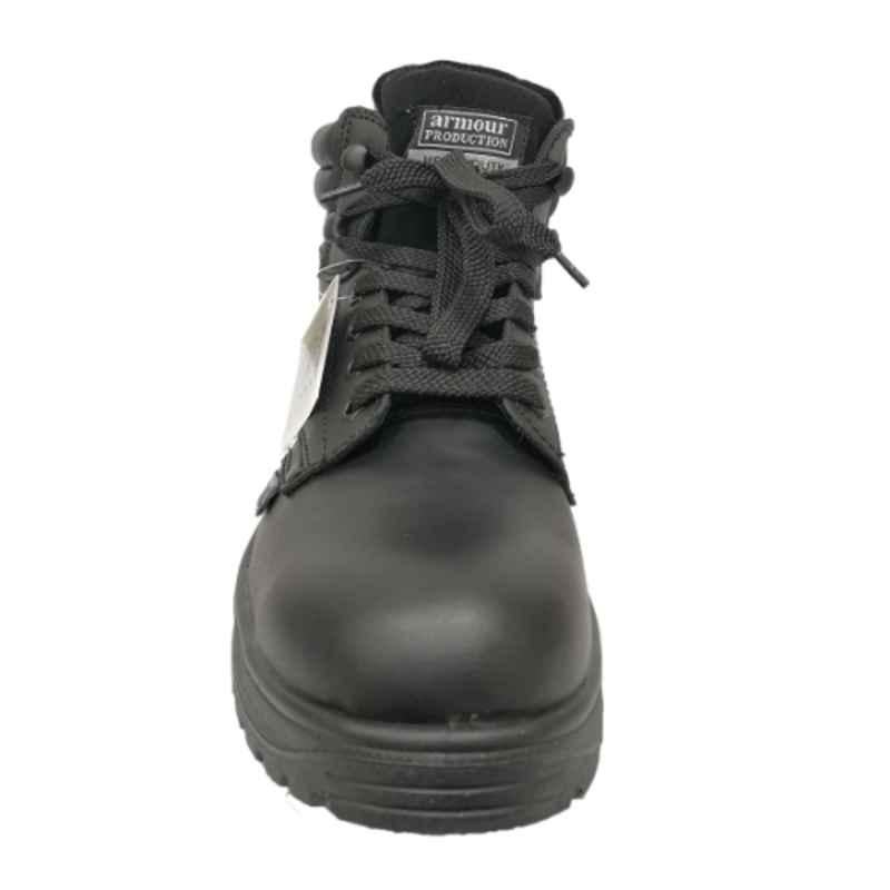 Armour Production Leather Steel Toe Black Safety Shoes, LY 24, Size: 43