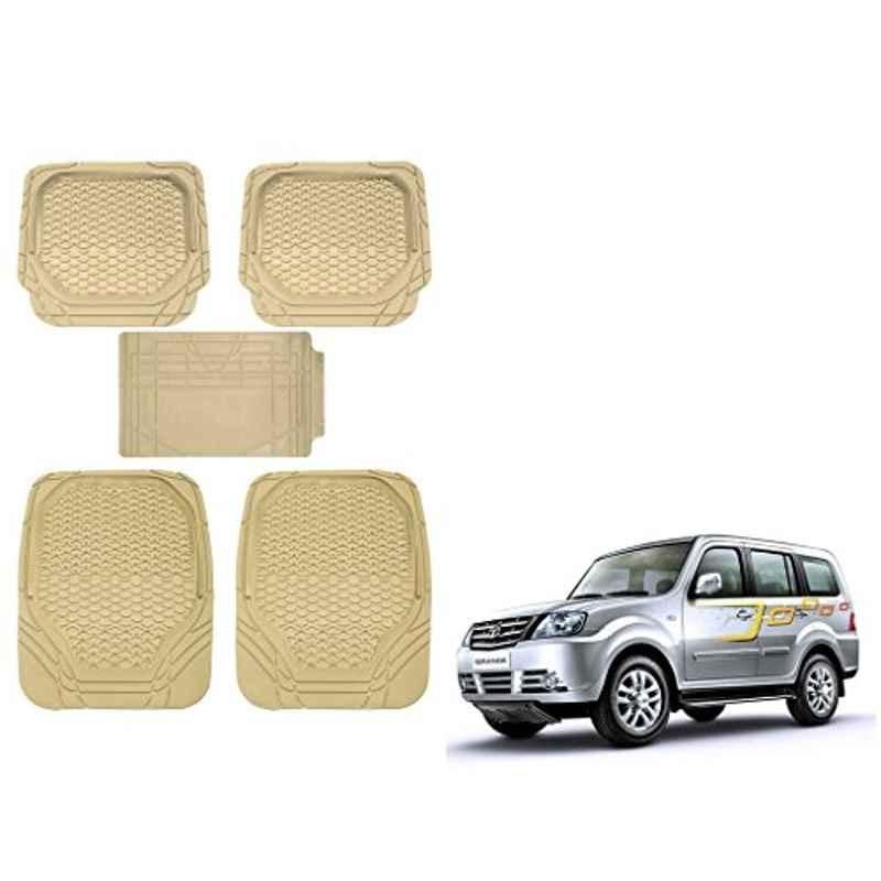 Kozdiko 5 Pcs 8855TW Beige Car Foot Mat Set for Tata Sumo Grand, koz_29112