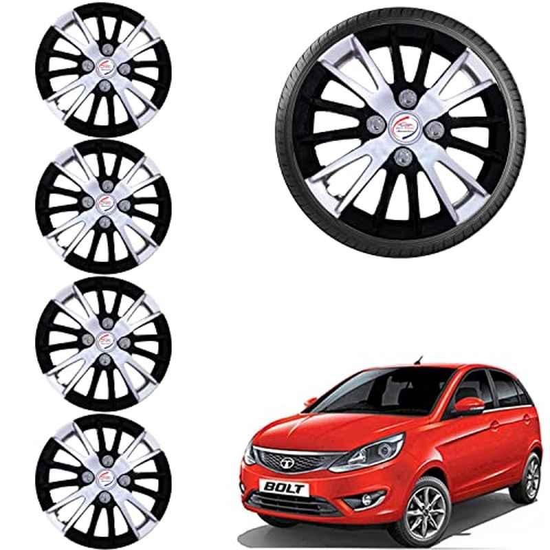 Auto Pearl 4 Pcs 14 inch ABS Black & Grey Car Wheel Cover Set for Renault Bolt