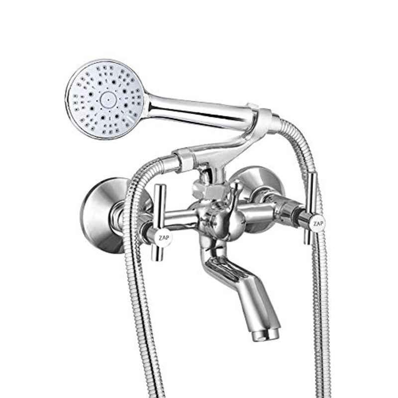 ZAP TRM Brass 2 In 1 Wall Mixer with Crutch & Multi Flow Hand Shower with 1.5m Flexible Tube