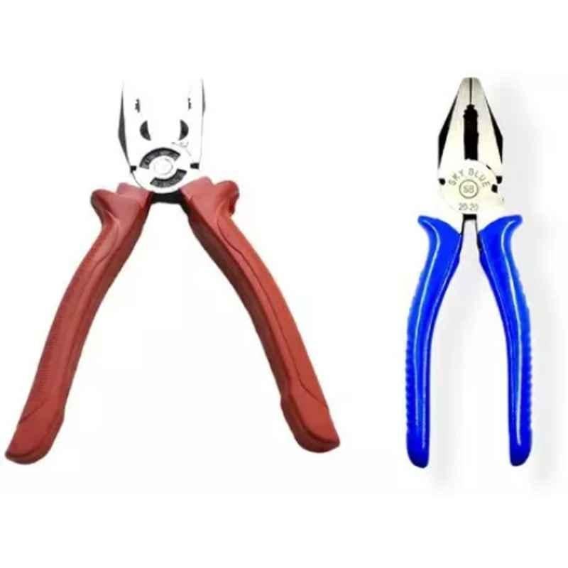 Sky Blue 2 Pcs 7.8 inch Lineman Plier Combo, SBE_PLIER_COMBO_MOD_01124