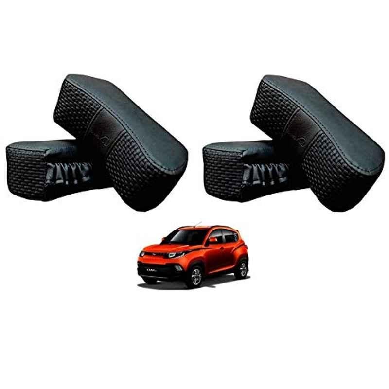 Kozdiko 4 Pcs CV Designer Black Leatherite Neck Rest Car Cushion Pillow Set for Mahindra KUV 100