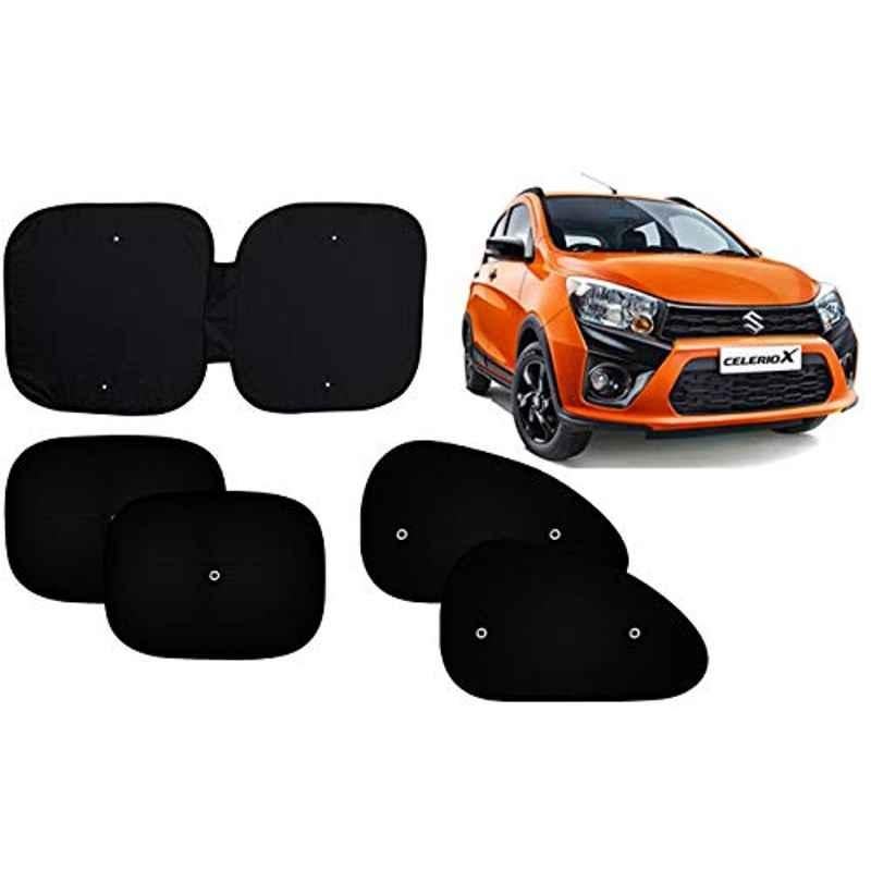Auto Pearl 5 Pcs PVC & Mesh Black Window & Front Sun Shade Set for Maruti Suzuki Celerio X