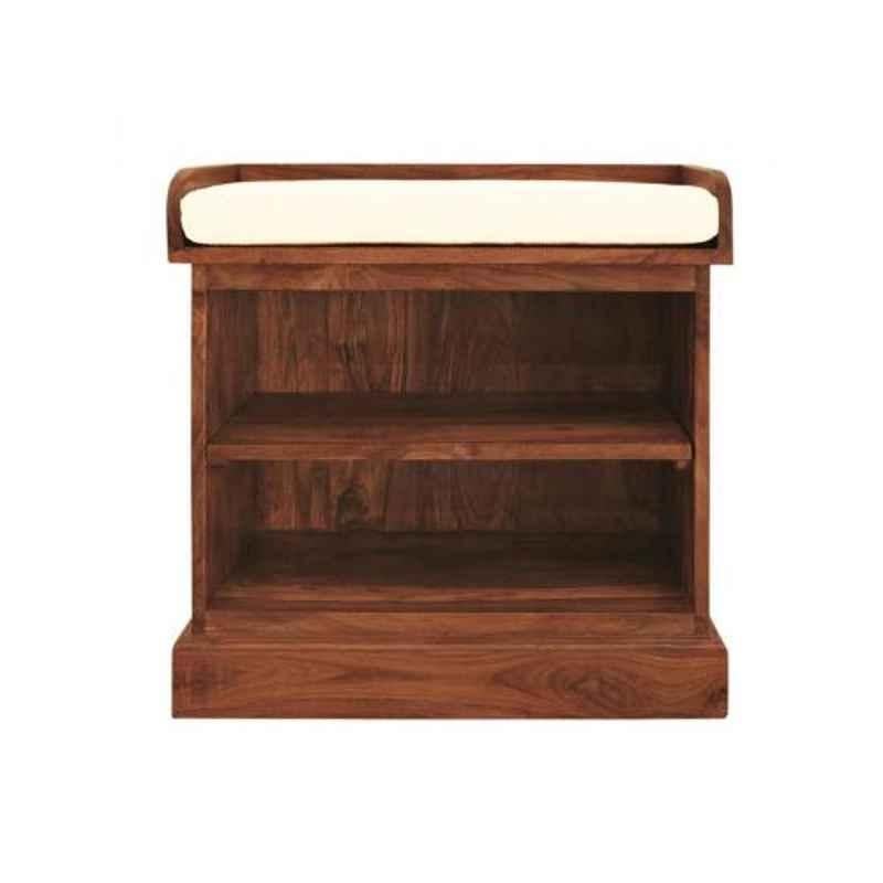 Angel Furniture 60x35x60cm Honey Finish Sheesham Wood Shoe Rack with removable shelf, AF-138H