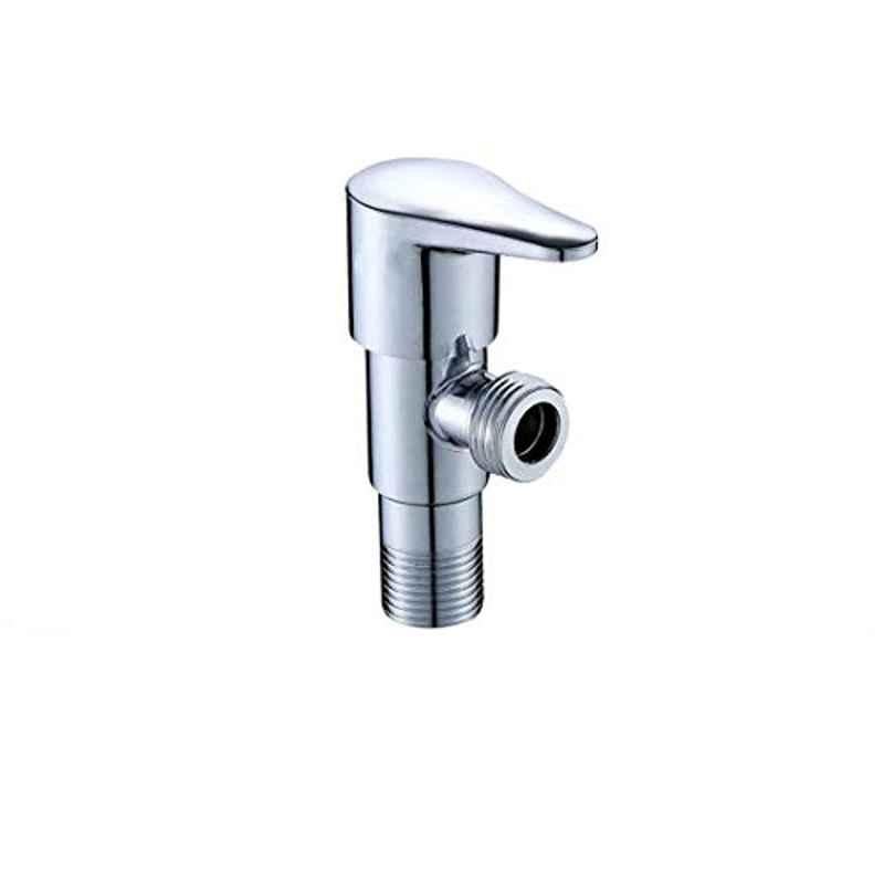 ZAP Prime Brass Chrome Finish Angle Cock Valve for Bathroom & Kitchen with Wall Flange