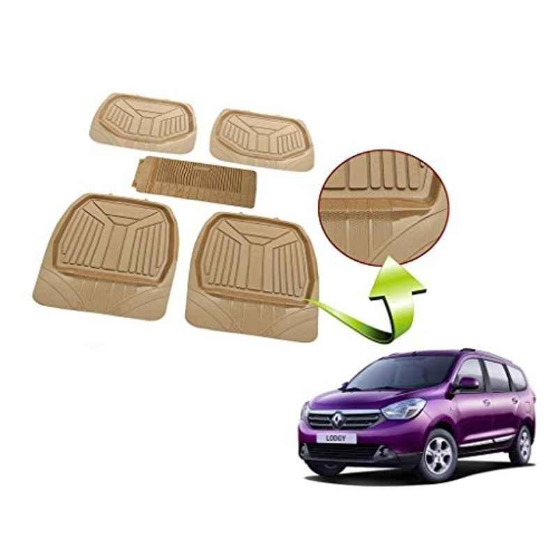 Kozdiko 5 Pcs Rubber Beige 3G Rubber Mat Set for Renault Lodgy