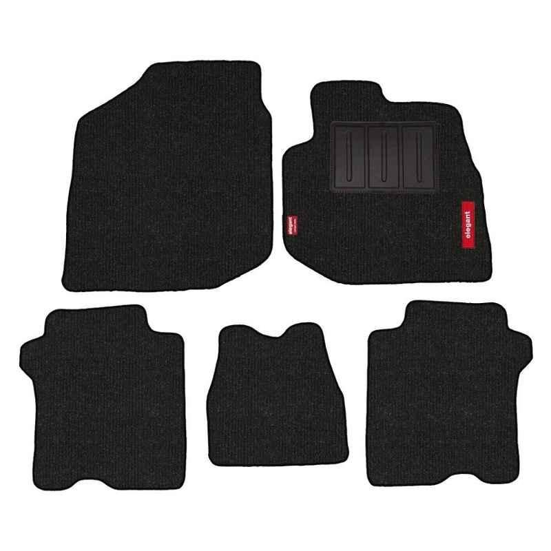 Elegant Carry 5 Pcs Polypropylene Black Car Floor Mat Set for Honda Jazz (2009-2014)