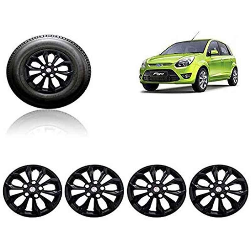 Auto Pearl 4 Pcs 14 inch ABS Black Car Wheel Cover Set for Ford Figo T1