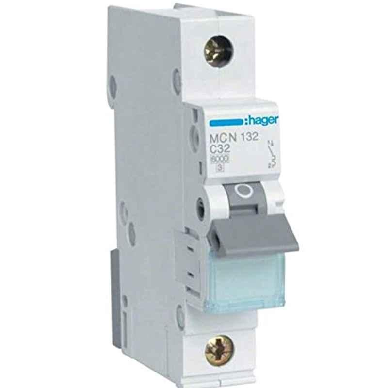Hager 32A 6kA Single Pole Miniature Circuit Breaker, MCN132