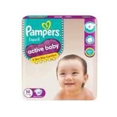 Pampers 62 Pcs Active Baby Premium Taped Baby Diaper Packet, Size: Medium