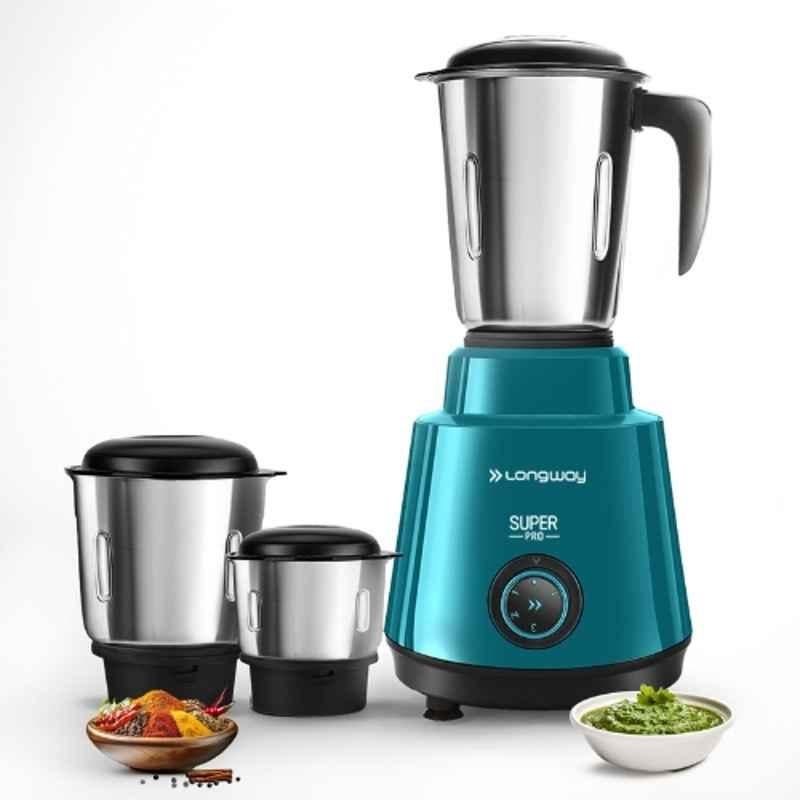 Longway Super Pro 500W ABS Plastic Teal & Black Mixer Grinder with 3 Jars & 2 Years Warranty