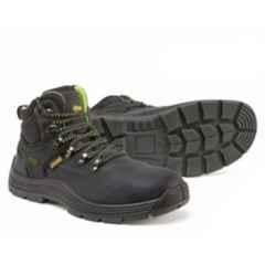 Jama Aspen Genuine Leather Double Density PU High Ankle Crazy Horse Black Safety Shoes, JB-117, Size: 10