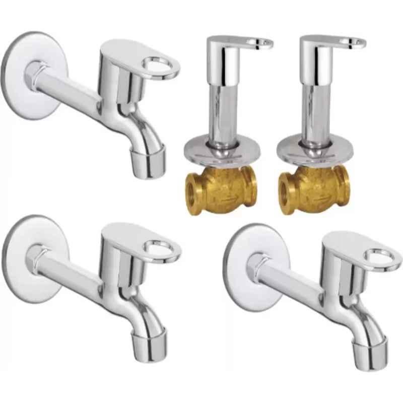 Buy Fastgear 5 Pcs Brass & Steel Chrome Finish Long Body Tap & Concealed  Tap Kit Online At Price ₹1414