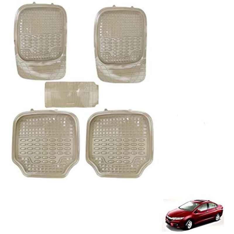 Kozdiko 5 Pcs 4G Beige Rubber & PVC Heavy Car Foot Mat Set for Honda Idtec 2014-Present, koz_80844