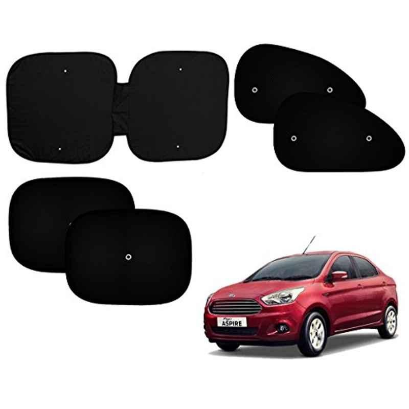 Auto Pearl 5 Pcs PVC & Mesh Black Window & Rear Sun Shade Set for Ford Figo Aspire, Front_Chipku_(4+1)_Aspire