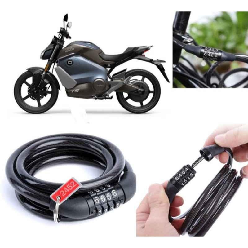 Auto Pearl PVC & Plastic Black Combination Cable Lock for Super Soco TS Street Hunter