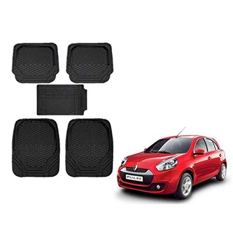 Kozdiko 8855TW 5 Pcs Rubber Black Rubber Car Mat Set for Renault Pulse