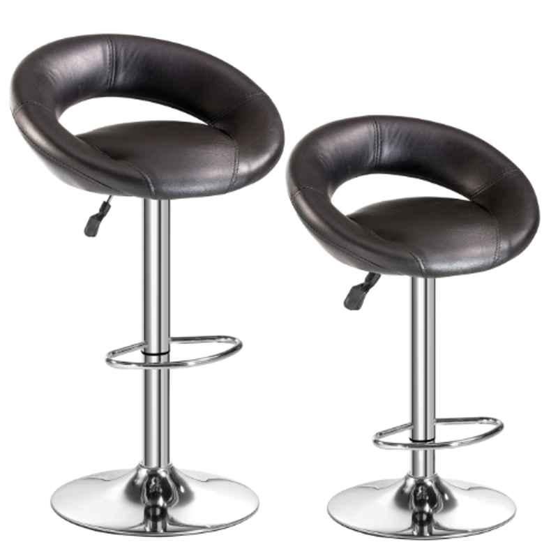 Da Urban Smiley Black Height Adjustable & Revolving Bar Stool Chair (Pack of 2)