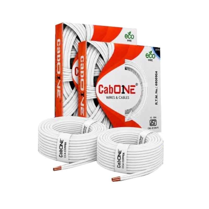 CabONE 1 Sqmm White FR PVC Insulated Multistrand Copper Cable, Length: 90 m (Pack of 2)
