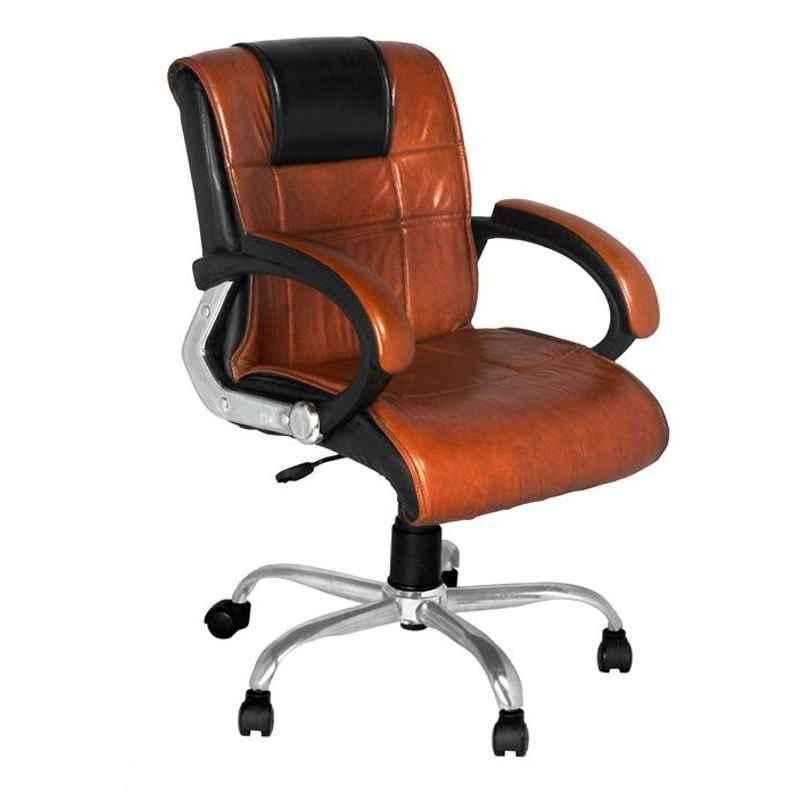 High Living Cynashore Leatherette Medium Back Brown Office Chair