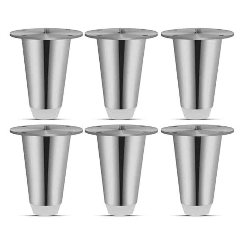 Plantex 3 inch Stainless Steel Silver Sofa Legs with Rubber Grip (Pack of 6)