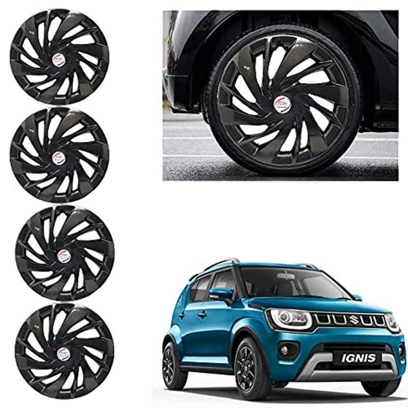 Auto Pearl 4 Pcs 15 inch ABS Black Car Wheel Cover Set for Maruti Suzuki Ignis 2020, WCBLK27