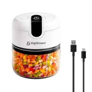 DigiSmart 30W 250ml ABS White Mini Electric Chopper with Stainless Steel Blade & USB Rechargeable