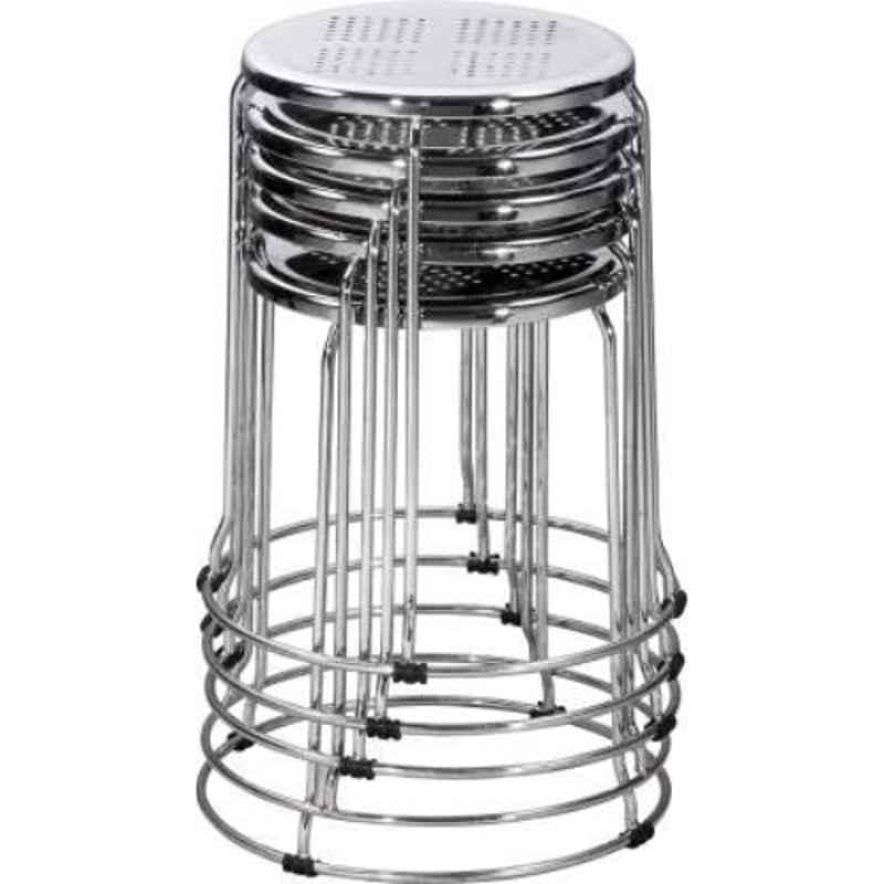 Da URBAN Silver Stainless Steel Stack Stool (Pack of 5)