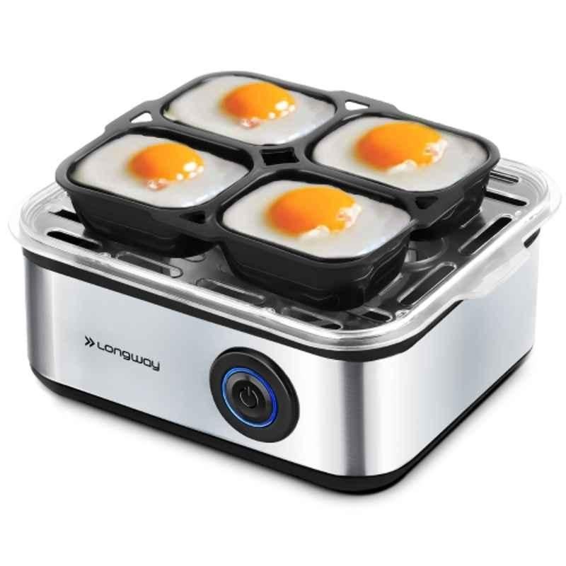 Longway LWEB04 500W Stainless Steel Silver Egg Boiler for Steaming & Cooking, Capacity: 7 Eggs