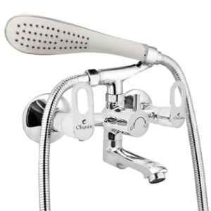 Cliquin Venna Global Brass Chrome Wall Mounted Wall Mixer with Telephonic Crutch Hand Shower & 1m Stainless Steel Shower Tube