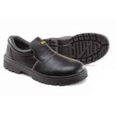 Jama Tacoma Genuine Leather Single Density PU Low Ankle Barton Print Black Safety Shoes, JS-114, Size: 7