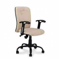 Newturn Rainbow Velvet Cream Medium Back Ergonomic Revolving Chair with Height Adjustment
