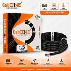 CabONE Lite 1.5 Sqmm Black Single Core FR PVC Insulated CCA Copper Electrical Wire, Length: 45 m